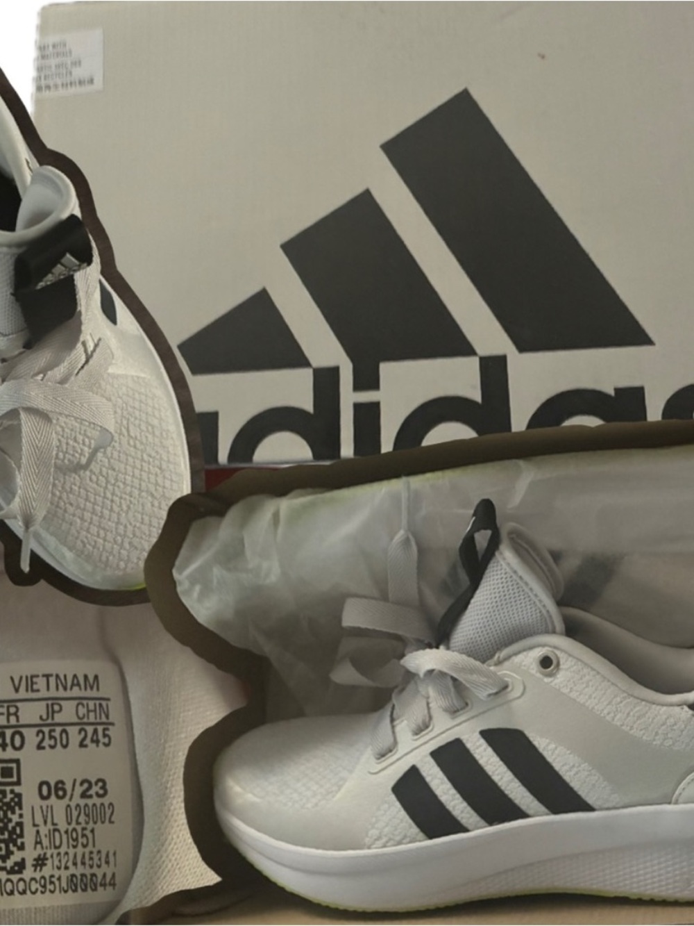 adidas Kids White Sneakers with Black Stripes